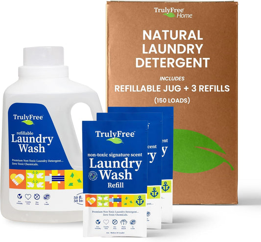 Laundry Detergent for Sensitive Skin | Gentle & Safe for Baby Clothes | Plant-Based | 3 Pack Refill Powder| Easy to Dissolve to Create a Liquid| Signature Wash Scented (150 Loads)