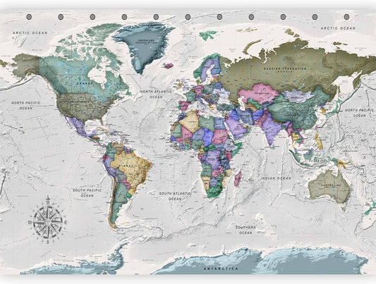 artgeist Wall Mural World Map 96x69 in - XXL Peel and Stick Self-Adhesive Wallpaper Removable Large Sticker Foil Wall Decor Print Picture Image Design Map of The World k-A-0380-a-a