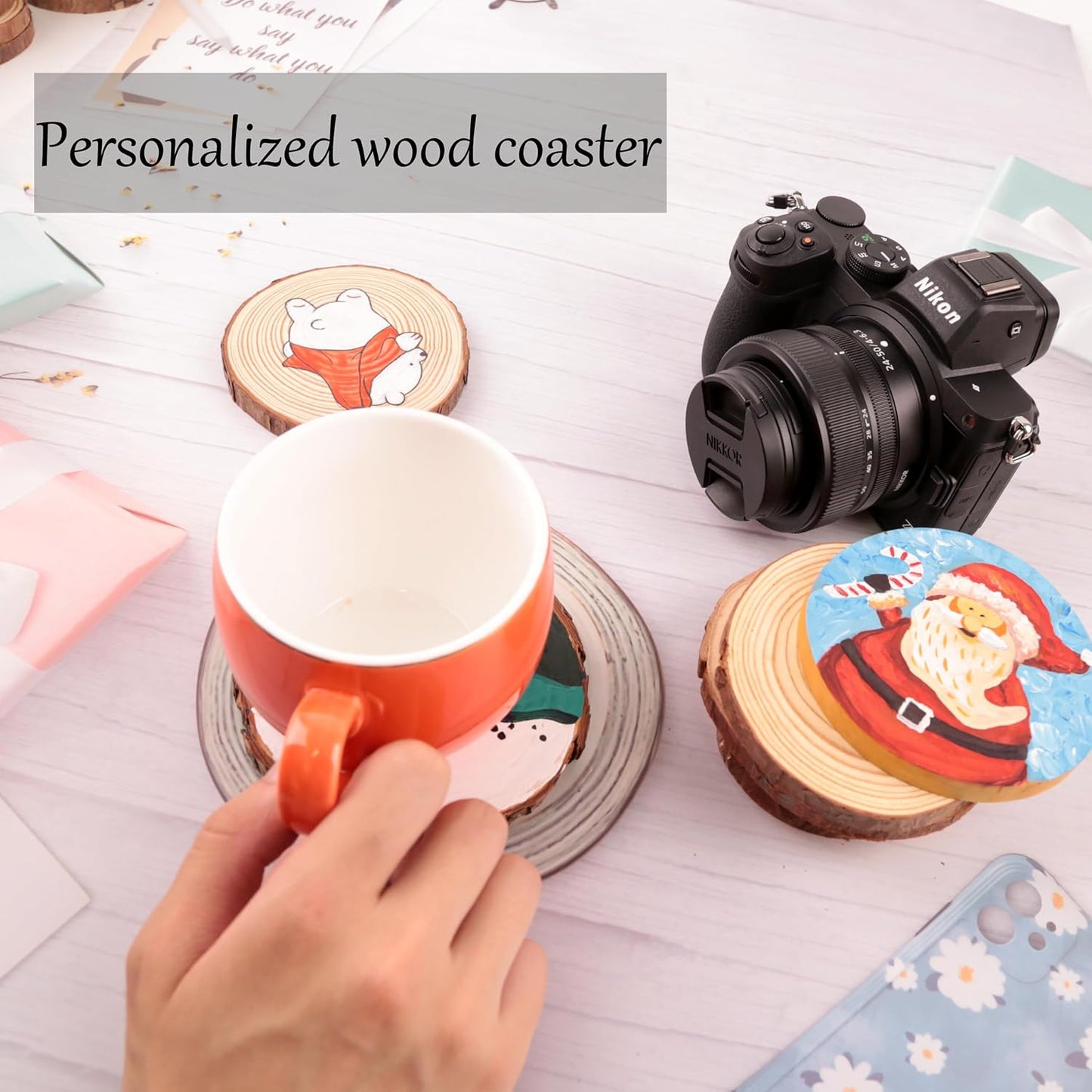 Unfinished Natural Wood Slices: 3.2-4 Inch Circles - 30 pcs with Bark for Crafts, DIY Ornaments & Art