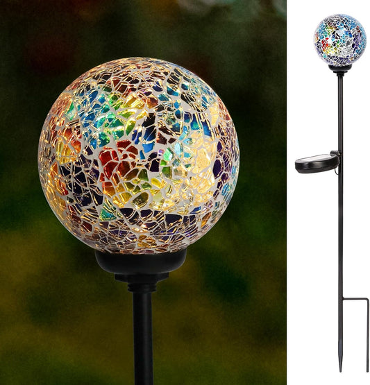 VCUTEKA Solar Path Lights Outdoor Decorative - Mosaic Solar Garden Stakes Light Waterproof LED Light for Landscape Lawn Patio Yard Driveway Decoration