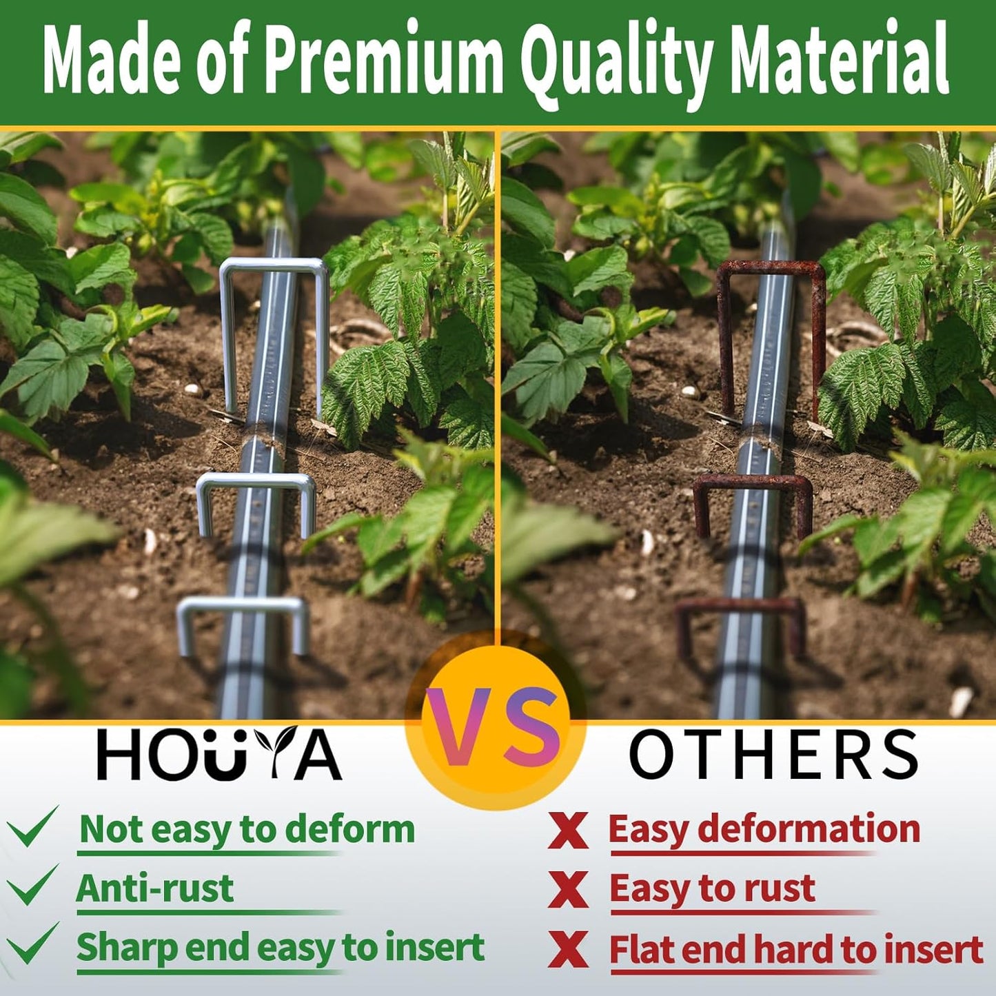 100 Pack Landscape Staples 4 Inch 12 Gauge Garden Stakes Galvanized Garden Staples Pins Anti-Rust Ground Stakes for Weed Barrier, Irrigation Tubing, Yard Lawn, Landscape Fabric