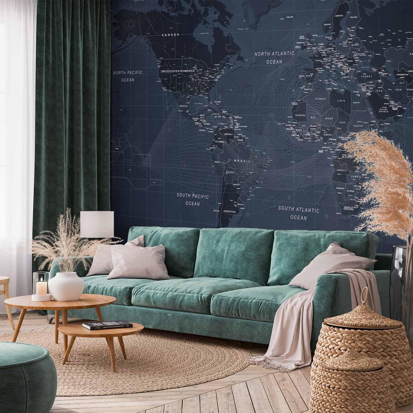 artgeist Wall Mural World Map 96x69 in - XXL Peel and Stick Self-Adhesive Wallpaper Removable Large Sticker Foil Wall Decor Print Picture Image Design Map of The World k-A-0123-a-a