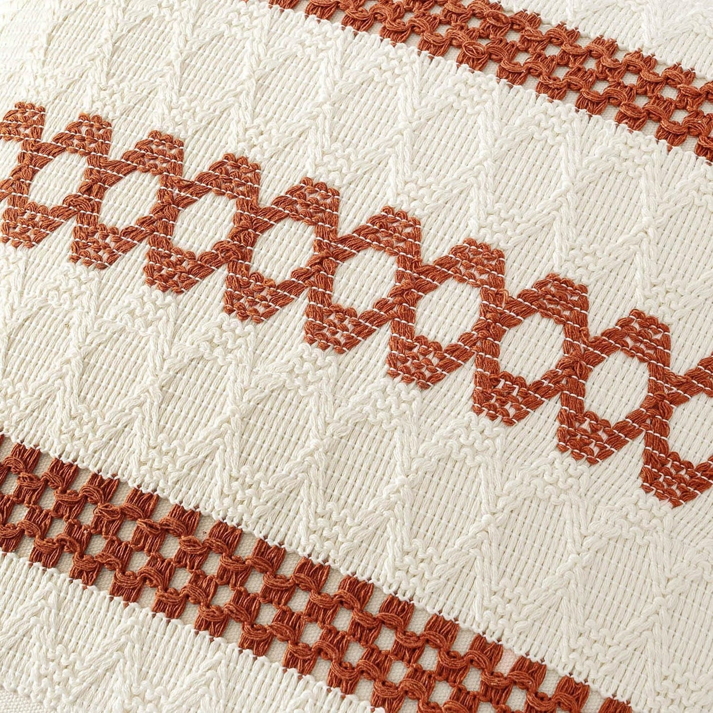 MIULEE Set of 2 Burnt Orange Fall Decorative Pillow Covers 20x20 Inch Farmhouse Rustic Boho Couch Throw Pillows Modern Cotton Cushion Covers Retro Cute Macrame Woven Home Decor for Bed Sofa Chair