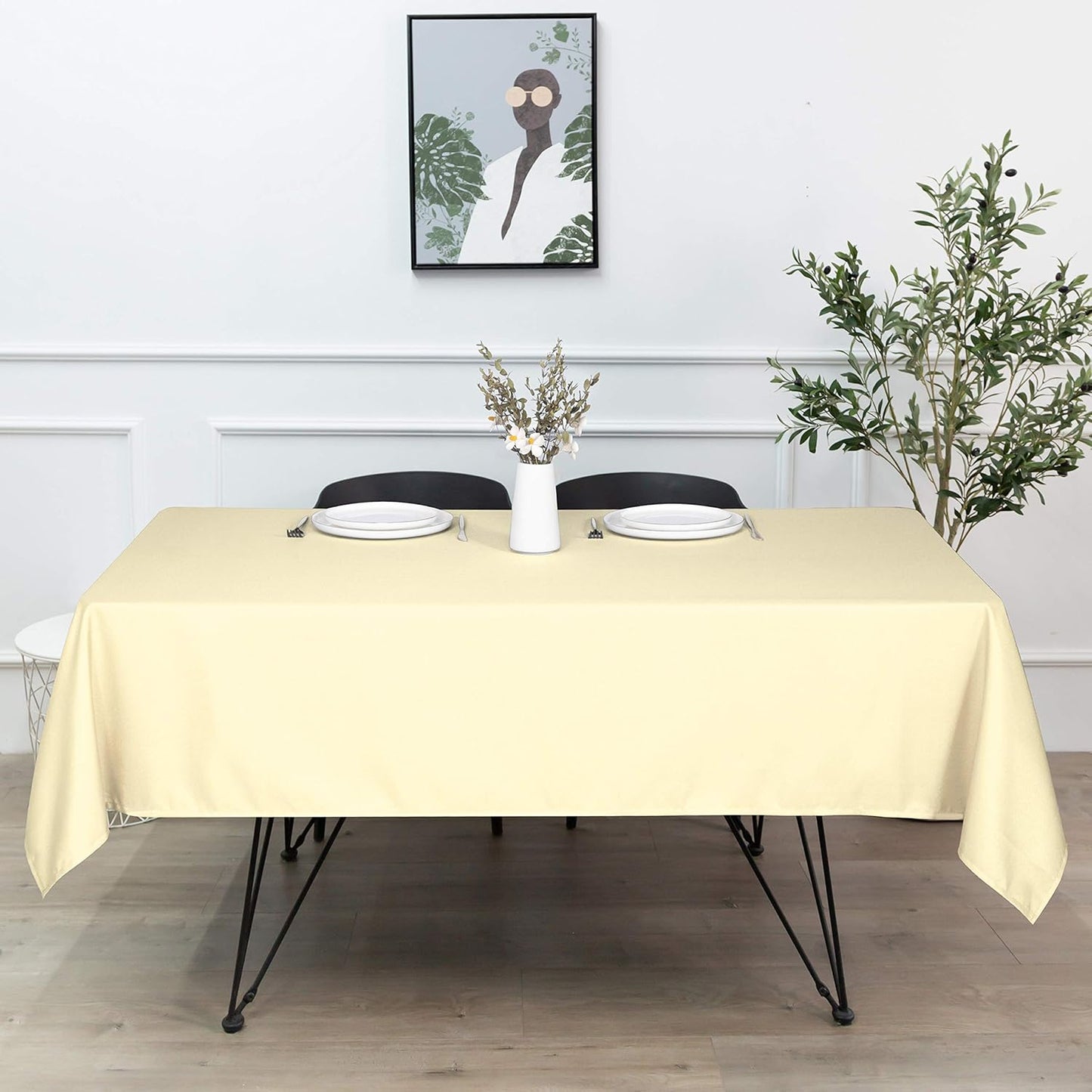 sancua Rectangle Tablecloth - 70 x 90 Inch - Stain and Wrinkle Resistant Washable Polyester Table Cloth, Decorative Fabric Table Cover for Dining Tables, Buffet Parties and Camping, Beige