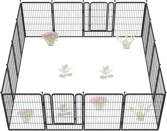 FXW Garden Fence 40in(H) x 36.0ft(L), 16 Panels Decorative Dog Fence Outdoor for The Yard – Heavy Duty Metal Animal Barrier for Dog and Rabbit, Easy Setup, Black