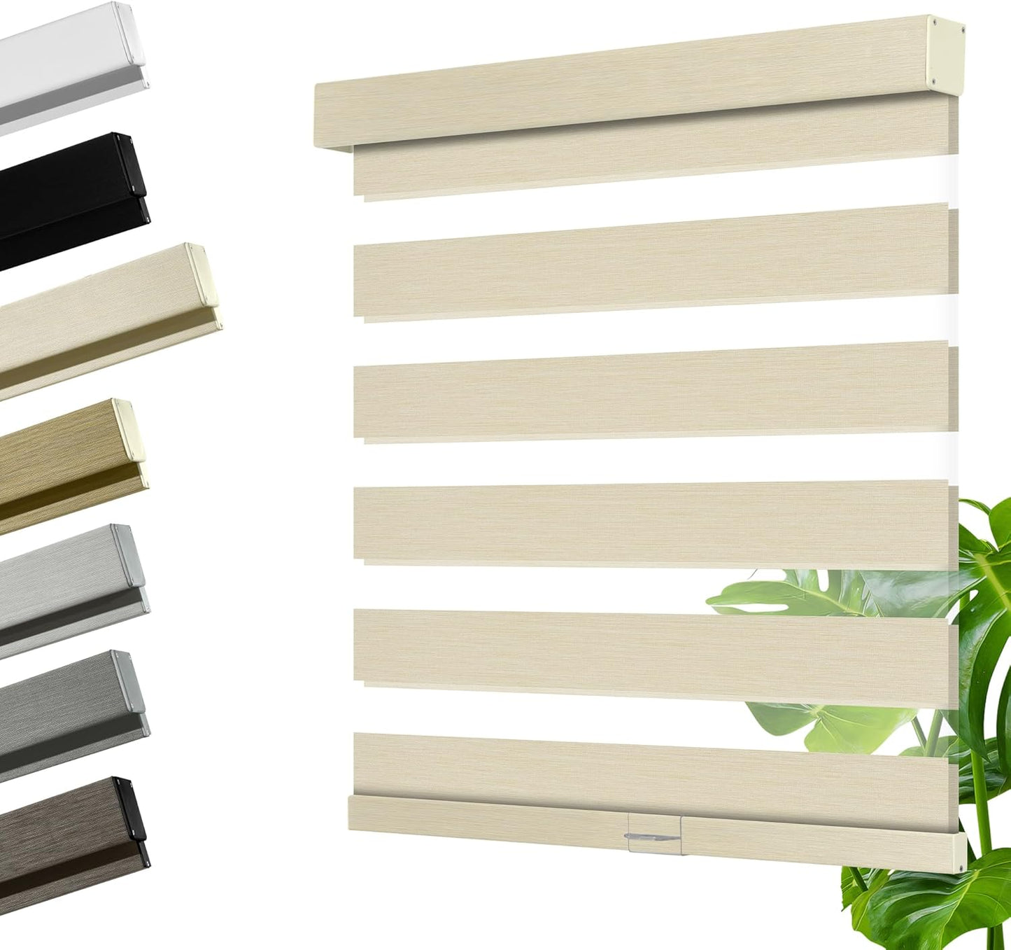 Cordless Zebra Blinds for Windows, Blackout Interior Blinds,Easy to Install,UV Protection,for Offices and Home,Custom Roller Shades, Mousse Beige,43" W x 88" H