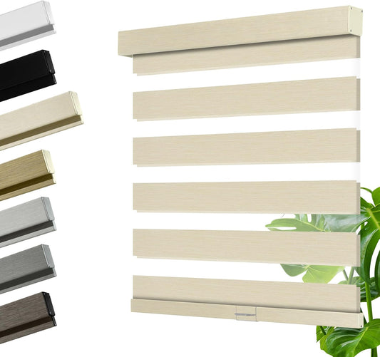 Cordless Zebra Blinds for Windows, Blackout Interior Blinds,Easy to Install,UV Protection,for Offices and Home,Custom Roller Shades, Mousse Beige,70" W x 36" H