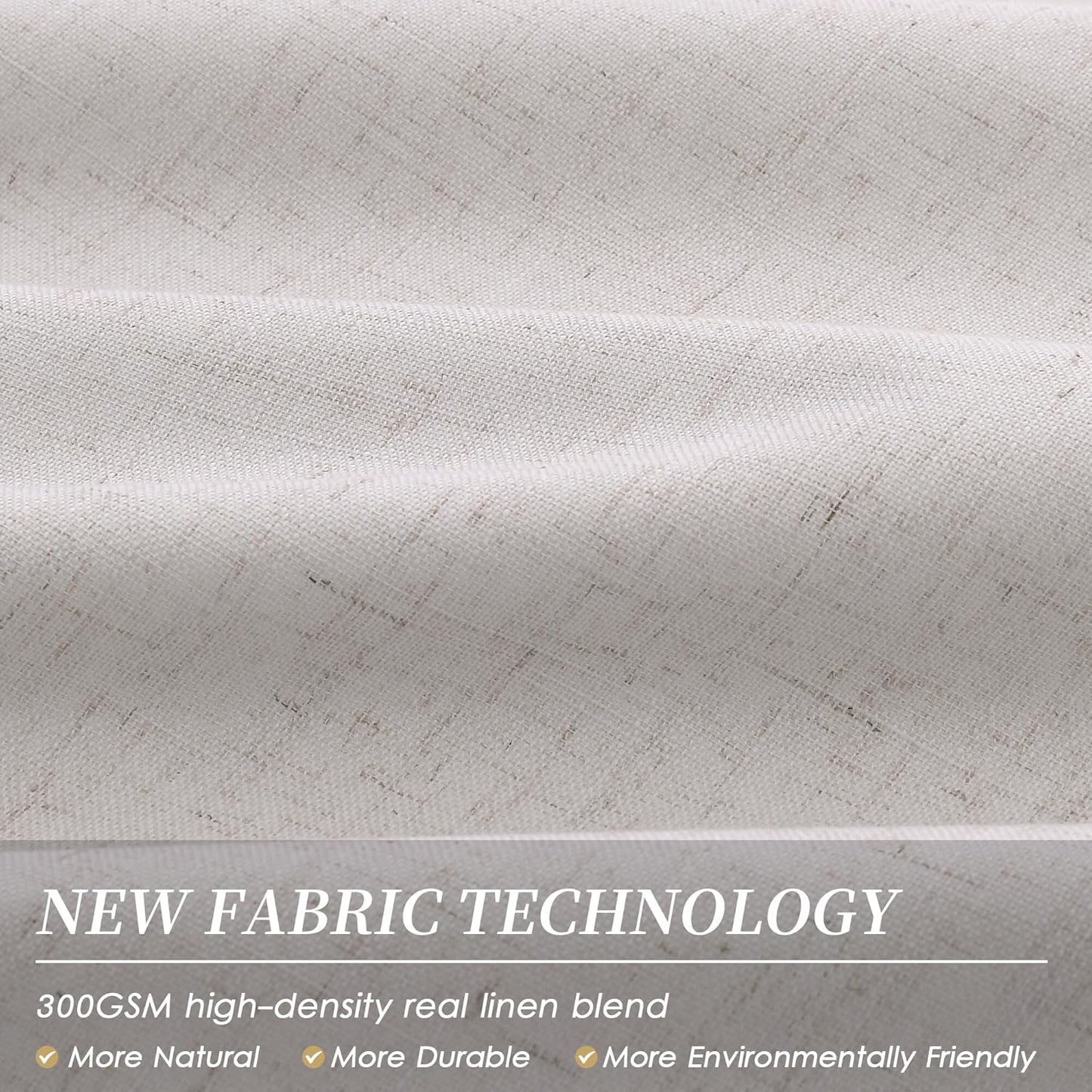 BOODII Full Blackout Curtains 90 Inches Long Room Darkening Curtain for Bedroom Sliding Door Thermal Insulated Black Out Curtains & Drapes Champagne Neutral Linen 2 Panels Set Back Tab 52x90