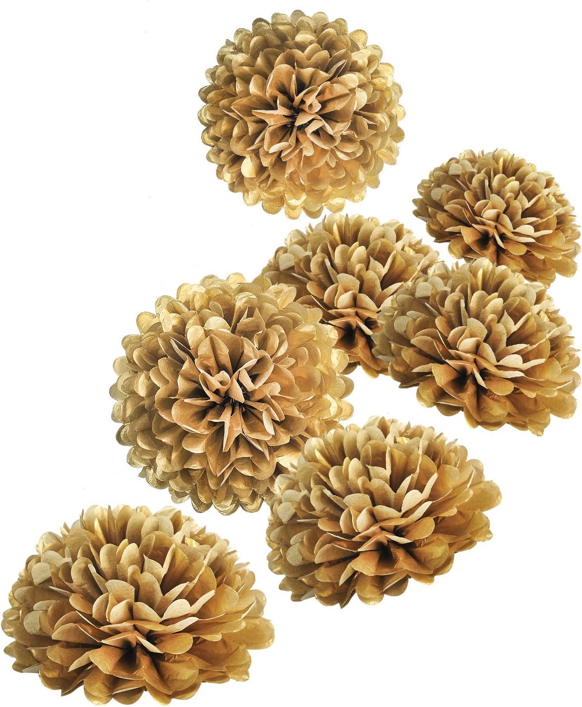 10" Gold Tissue Pom Poms DIY Tissue Paper Flowers for Birthday Wedding Baby Shower Tea Party Dessert Table Decoration, Pack of 18