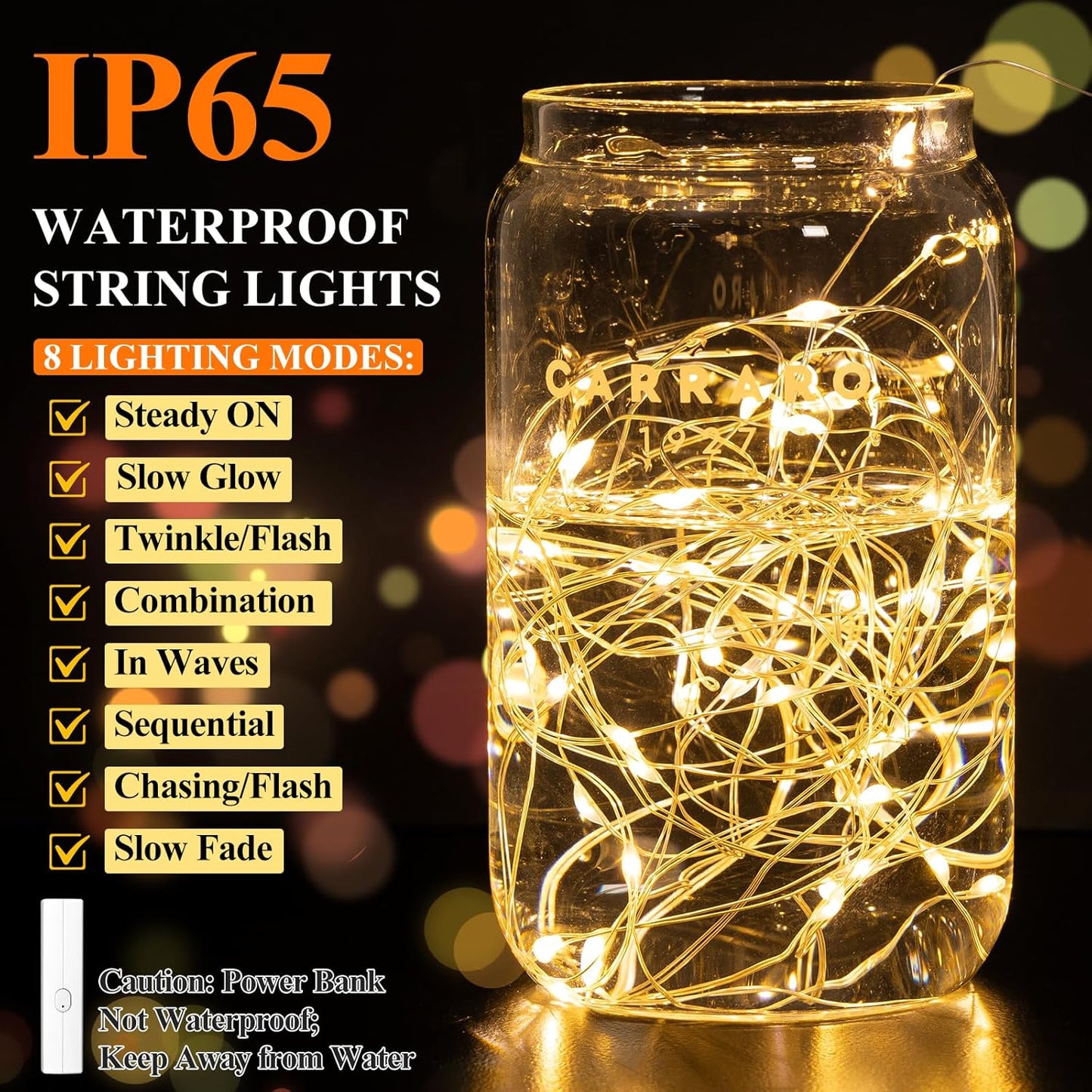 Lipstick LED Fairy Lights Battery Operated, Twinkle Lights with Timer, Rechargeable Mini String Lights for Bedroom, Christmas Decorations, Wedding, Vine, Centerpiece Table Decor (10M/33FT Warm White)