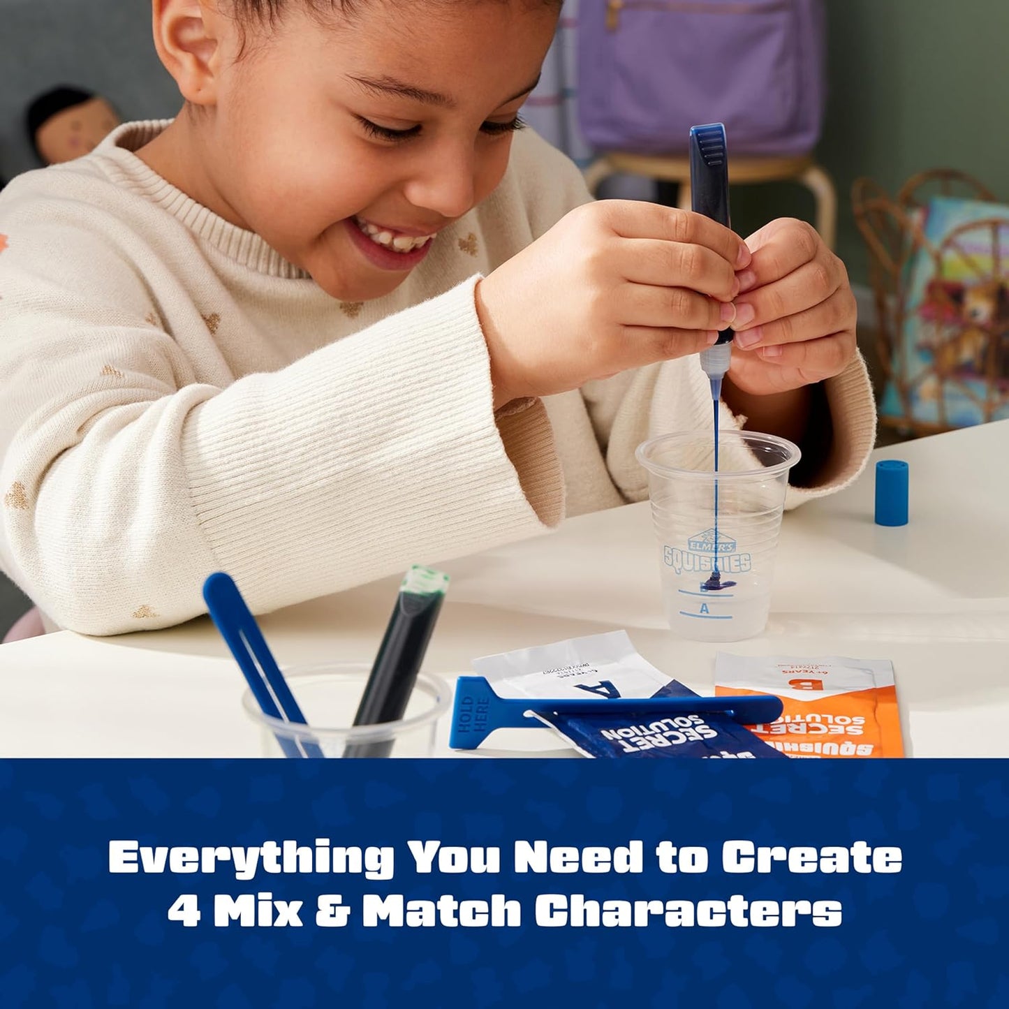 Elmer's Squishies Mix and Match, DIY Squishy Toys, Kids Crafts, Creates 4 Mix and Match Characters, 24 Piece Kit