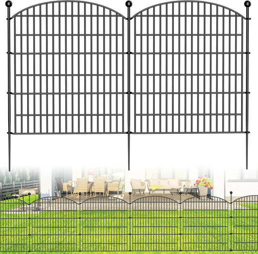 10 Panels Decorative Garden Fence - 32 in (H) x 23.6 ft (L) No Dig Dog Fence Outdoor for Yard, Rustproof Tall Garden Fencecing Panels, Animal Barrier Suitable for Yard Border, Patio, and Outdoor Use
