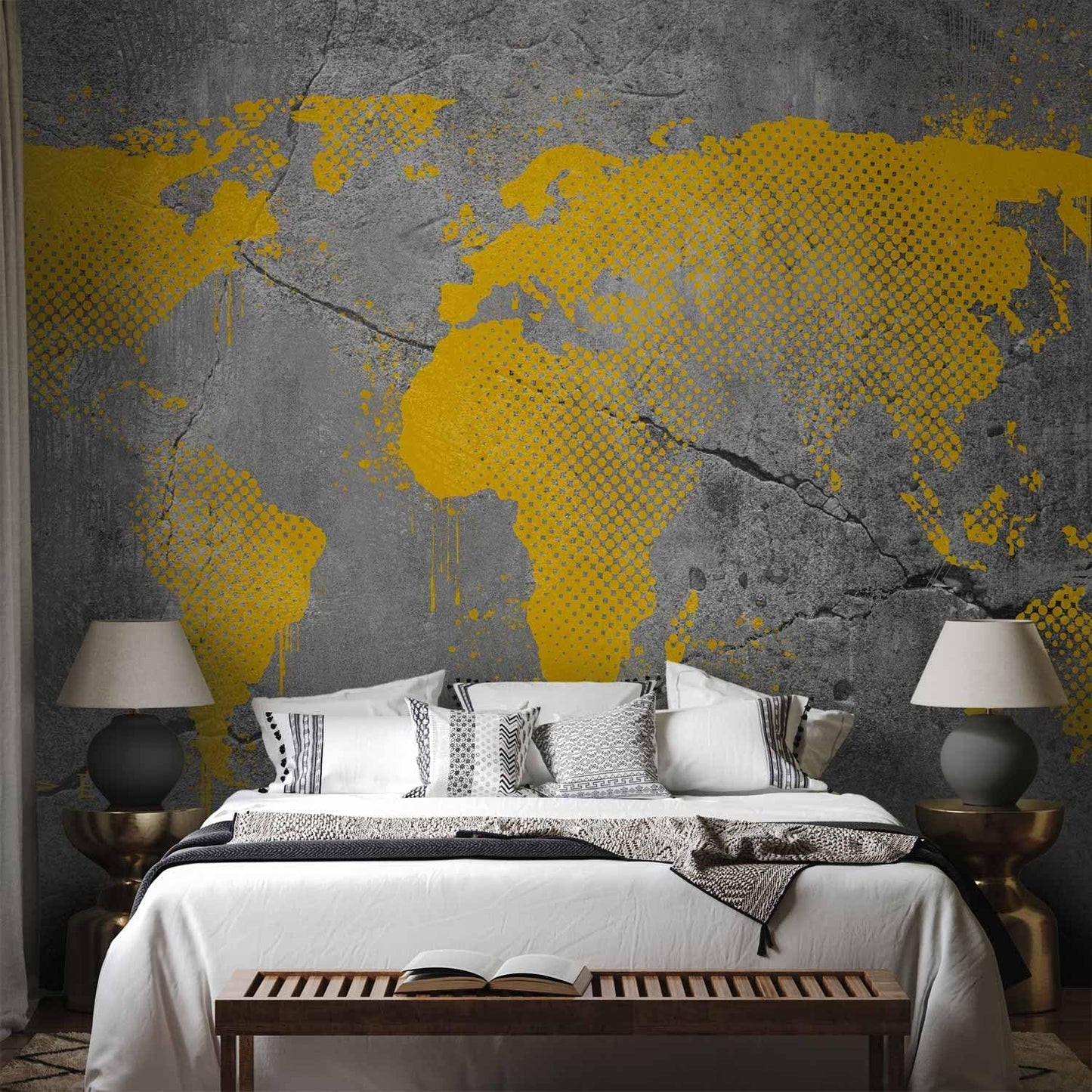 artgeist Wall Mural World Map 135x101 in - XXL Peel and Stick Self-Adhesive Wallpaper Removable Large Sticker Foil Wall Decor Print Picture Image Design Map of The World k-A-0494-a-a