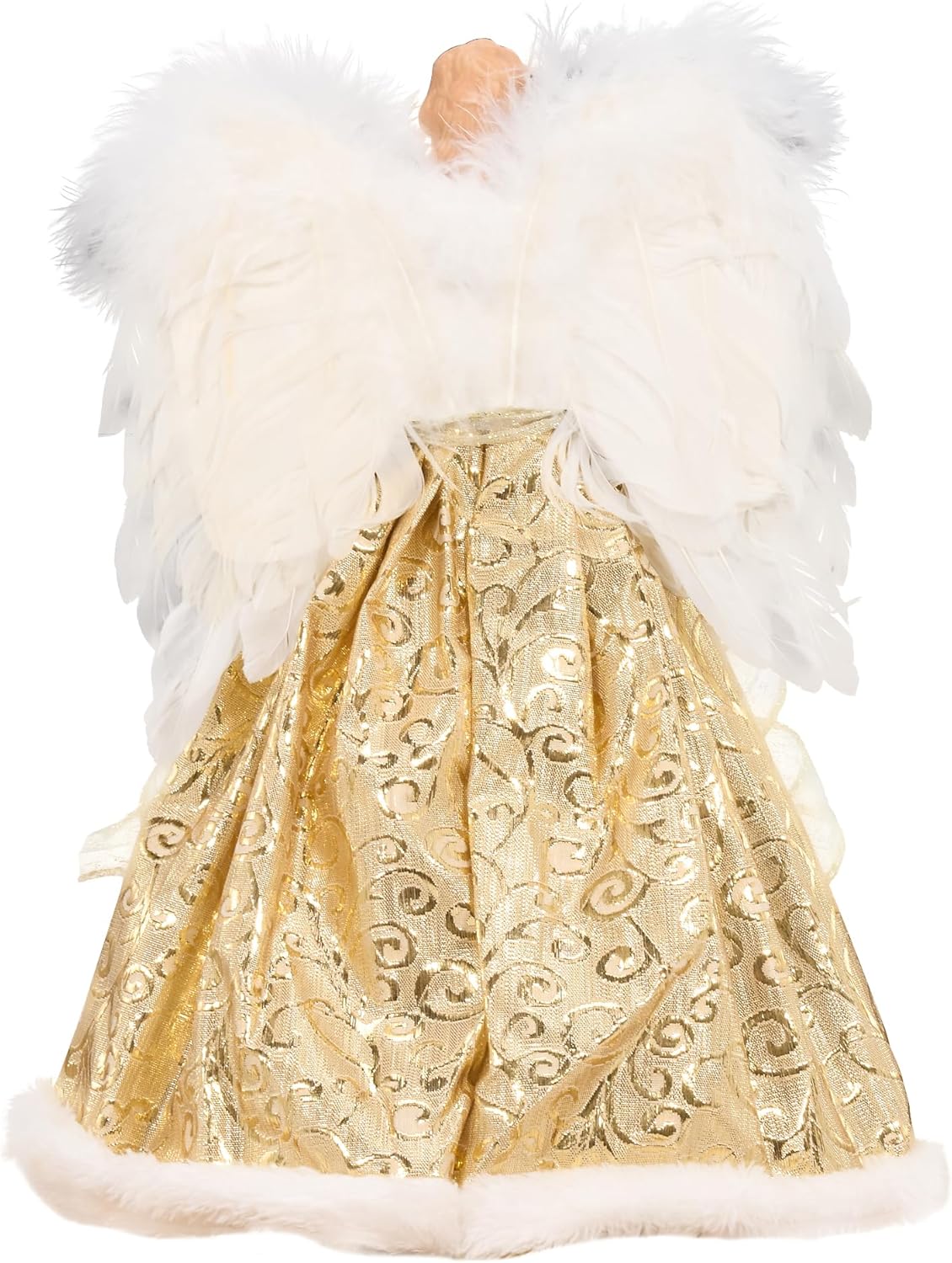 GENMOUS Angel Christmas Tree Topper, 12 Inch Gold Angel Treetop, Angel Figurine Christmas Tree Top, Christmas Tree Decorations for Home