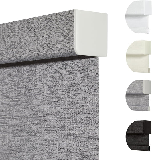 Persilux Blackout Roller Shades for Indoor Windows with Upgraded Cassette, Cordless Shades Window Blinds Pull Down for Doors, Easy to Install for Office/Living Room/Bedroom, Grey(32" W x 64" H)