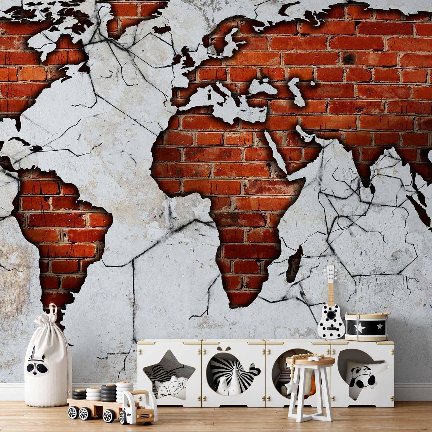 artgeist Wall Mural World Map 116x83 in - XXL Peel and Stick Self-Adhesive Wallpaper Removable Large Sticker Foil Wall Decor Print Picture Image Design Map of The World k-A-0495-a-a