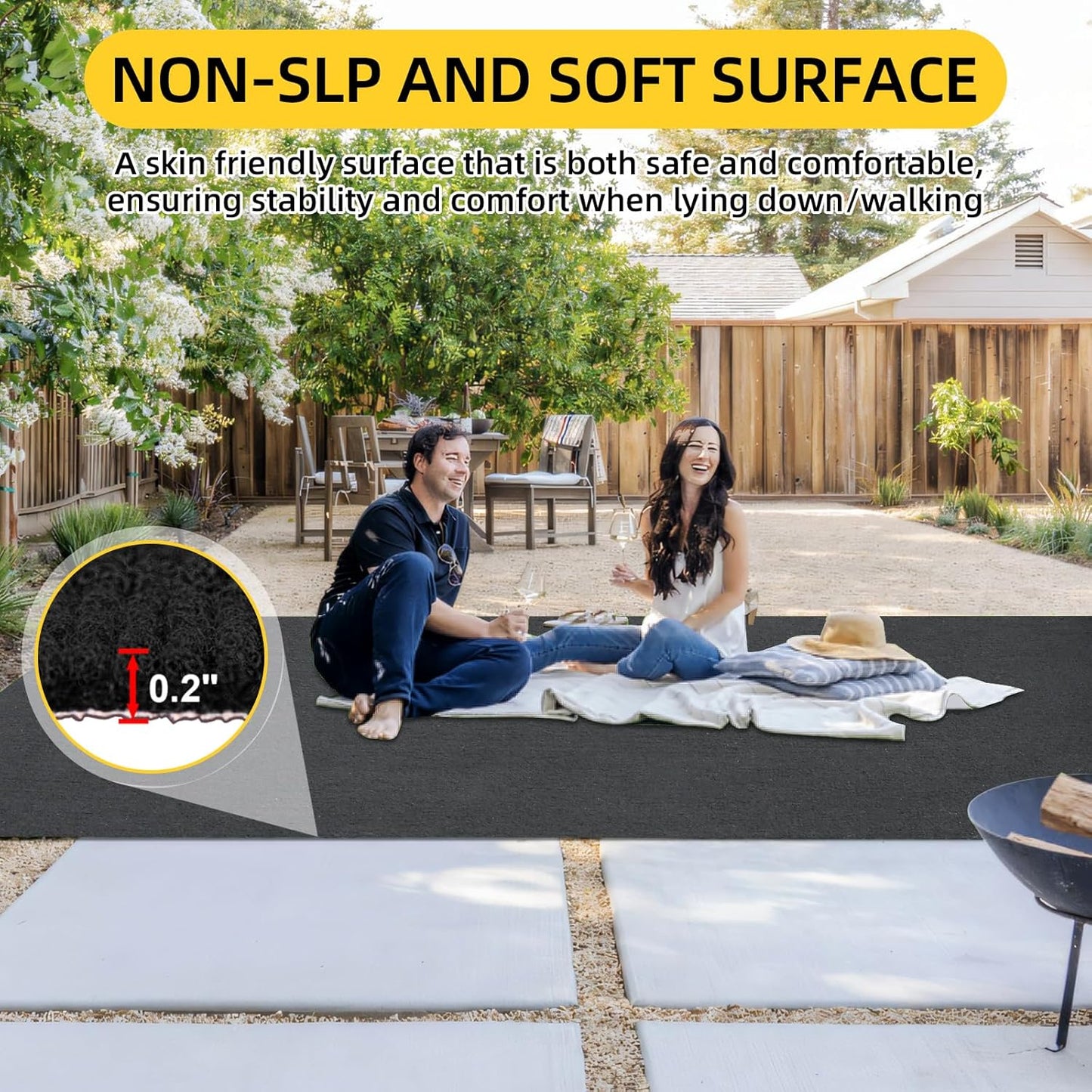 Marine Carpet, 5 FT x 20 FT Black Indoor/Outdoor Carpet, 0.2" Thick, Non-Slip, Waterproof, Machine Made, High Pile, Rectangular Area Rug