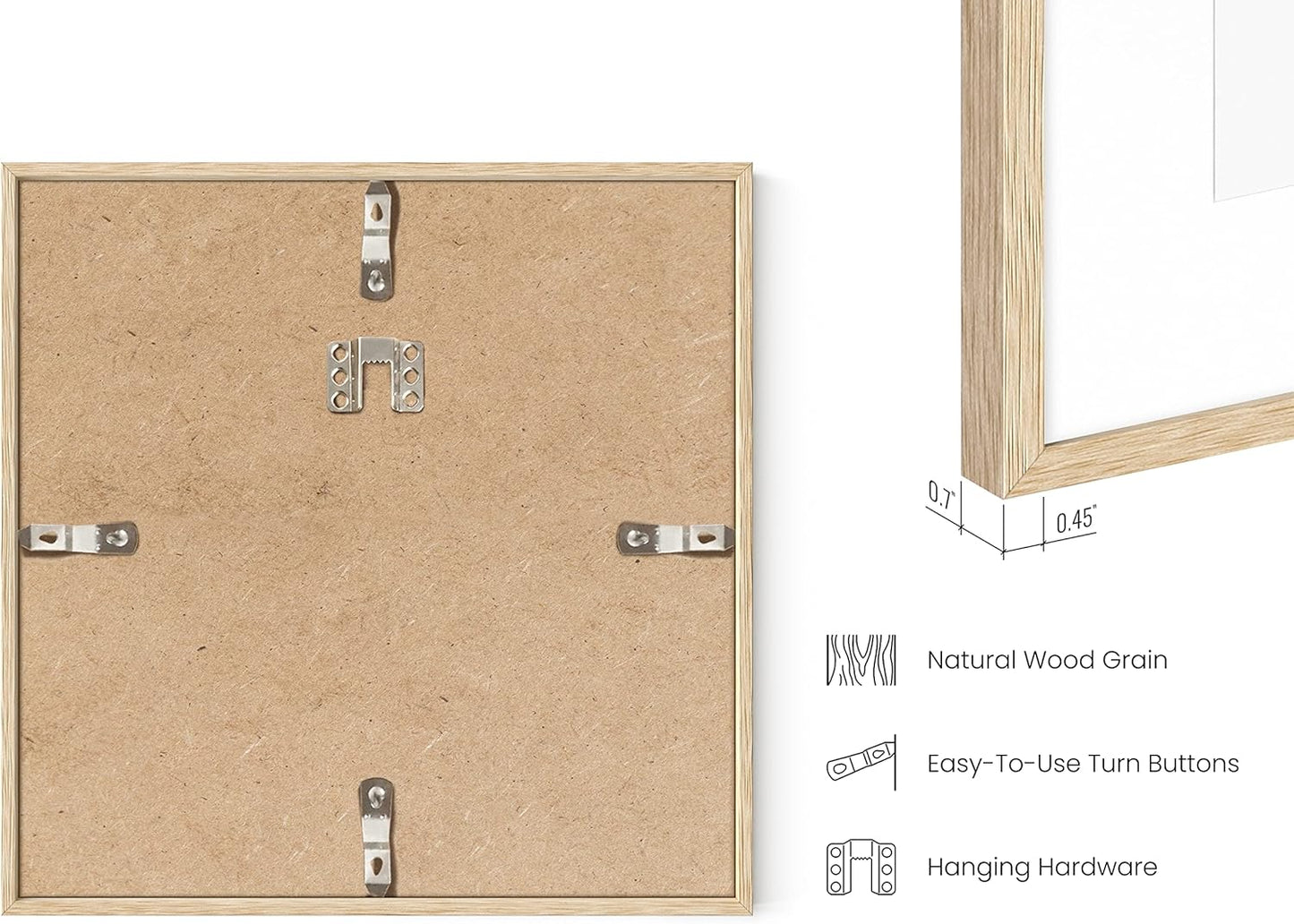 HAUS AND HUES Modern Oak Wood Picture Frame, Beige, 10x10 inches, Matted, Set of 6, Gallery Wall Frame