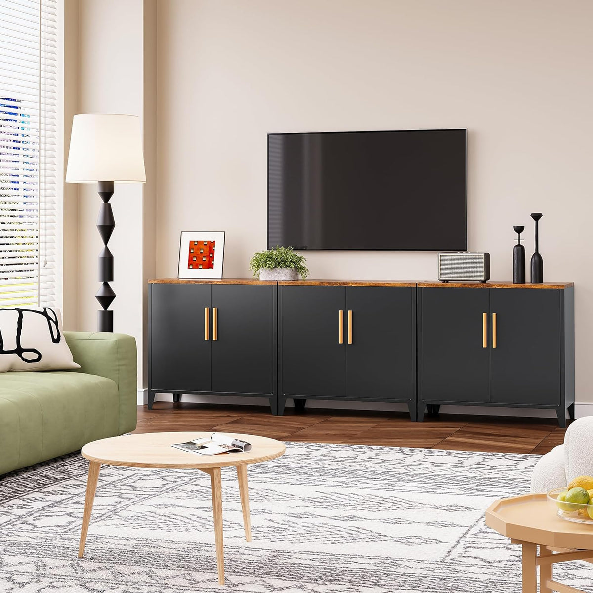 SISESOL Black Storage Cabinet with Doors and Shelves,30 inch Pantry Cabinet Sideboard with Leg,Small Accent Cabinets with Storage,Side Floor Cabinets for Home,Kitchen,Coffee Bar,Dining/Living Room