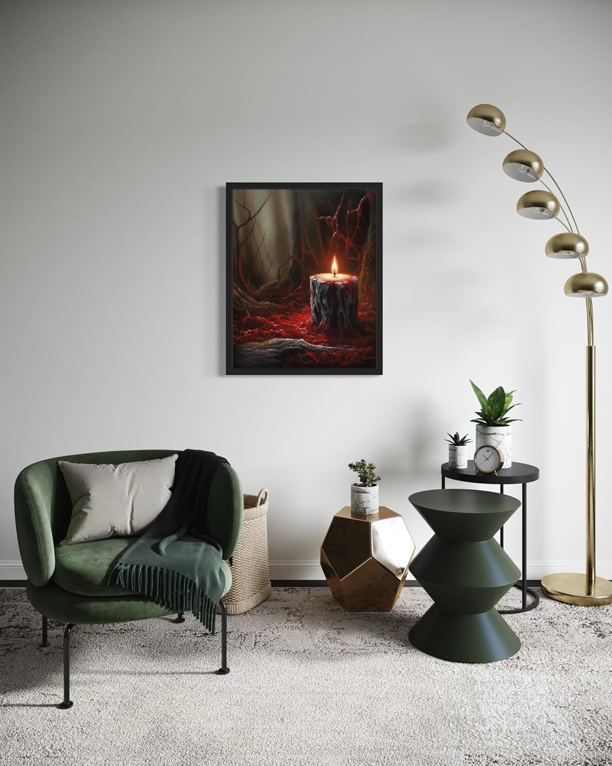 Gothic Candle Poster Art Print, Halloween Scary Vintage Wall Art Academia Spooky Painting Decoration for Horror Prints, Posters Bedroom Decor 89 (Gothic Candle, 8 x 10 inches, Black Frame)