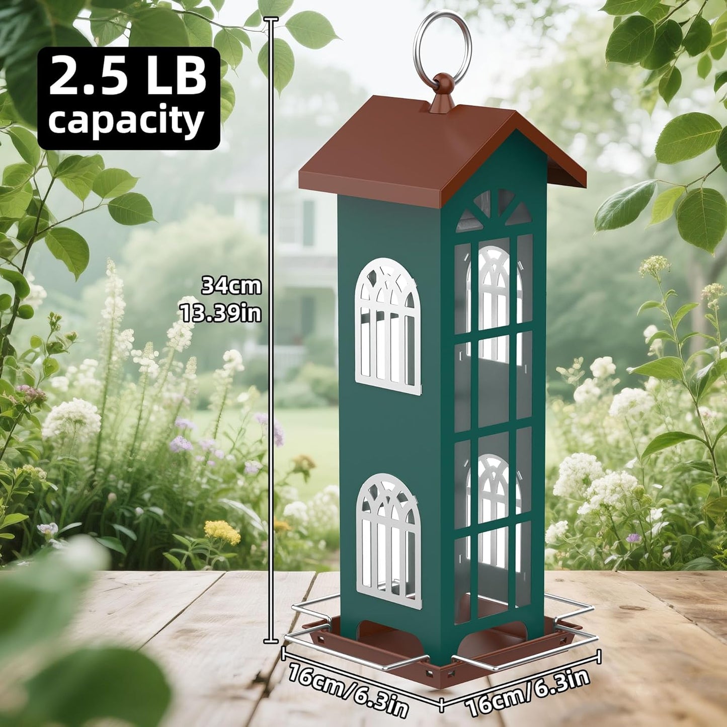 Metal Bird Feeder The Most Popular Bird Feeders for Outdoors Hanging,Waterproof and Rust-Proof,Easy Cleaning,Wild Bird Feeders Attracting Chickadees Goldfinches Cardinals Finches and Sparrows