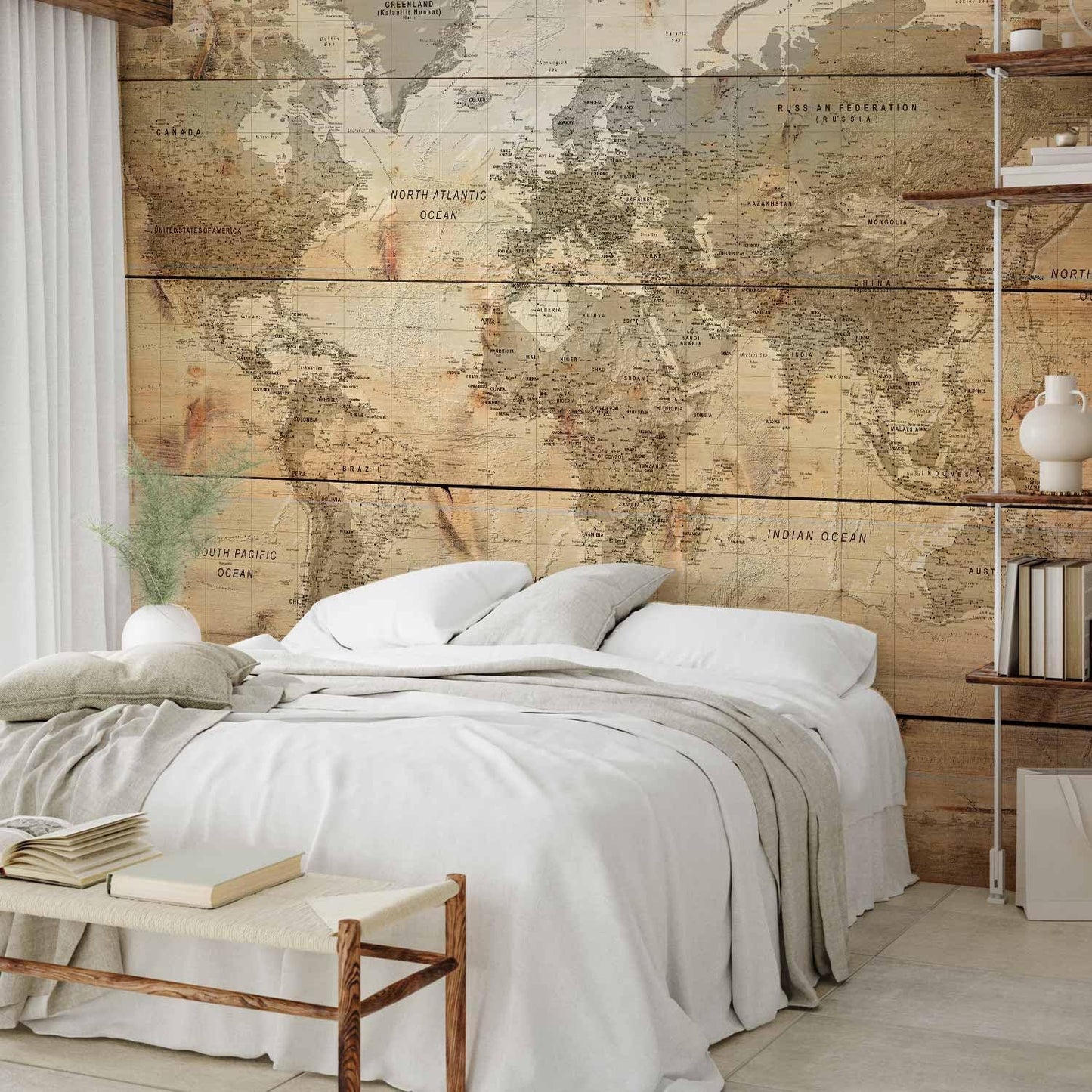 artgeist Wall Mural World Map 96x69 in - XXL Peel and Stick Self-Adhesive Wallpaper Removable Large Sticker Foil Wall Decor Print Picture Image Design Map of The World k-A-0218-a-a