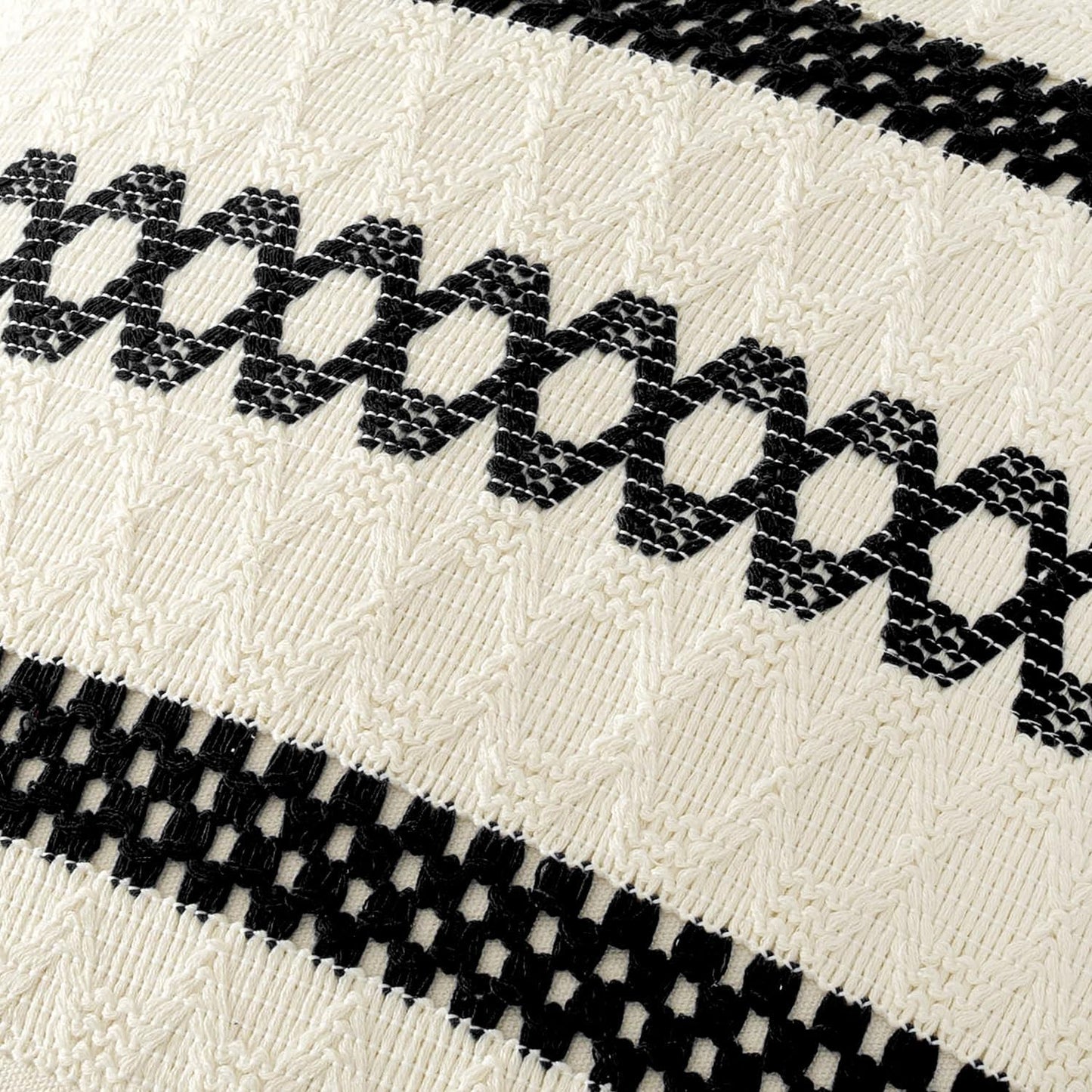 MIULEE Set of 2 Black Boho Decorative Pillow Covers 20x20 Inch Farmhouse Rustic Couch Throw Pillows Modern Spring Cotton Cushion Covers Retro Cute Macrame Woven Home Decor for Bed Sofa Chair