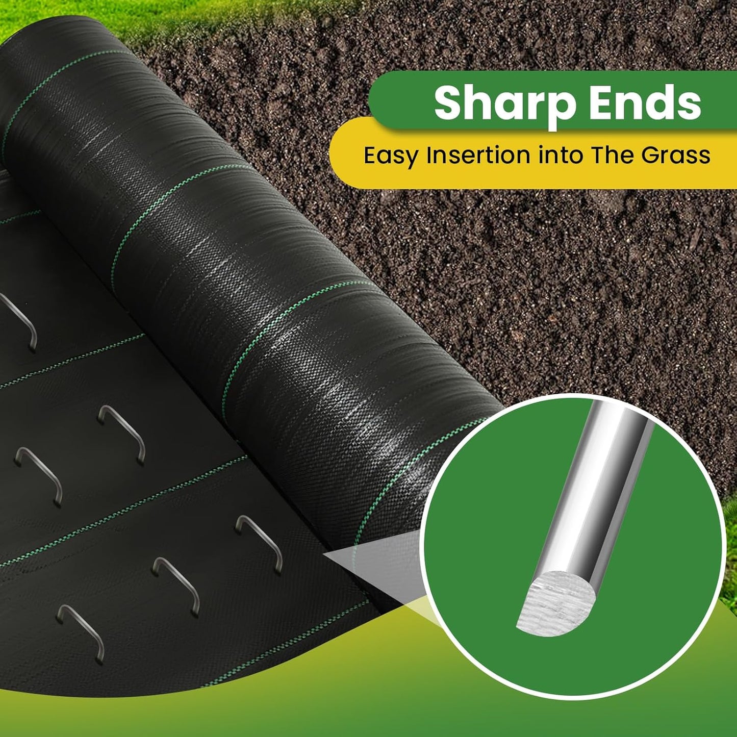 Landscape Staples Galvanized 4 Inch 60 Pcs, Metal Garden Stakes 1.6 Inch, Garden Staples for Lawn 11 Gauge