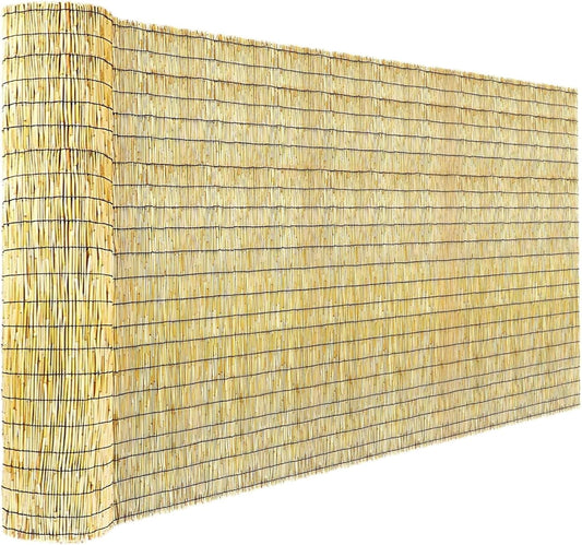 Bamboo Reed Fencing, Natural Bamboo Screens Outdoor, Decorative Privacy Screen Reed Curtains for Patio Balcony Garden Backyard, 5 x 10 FT