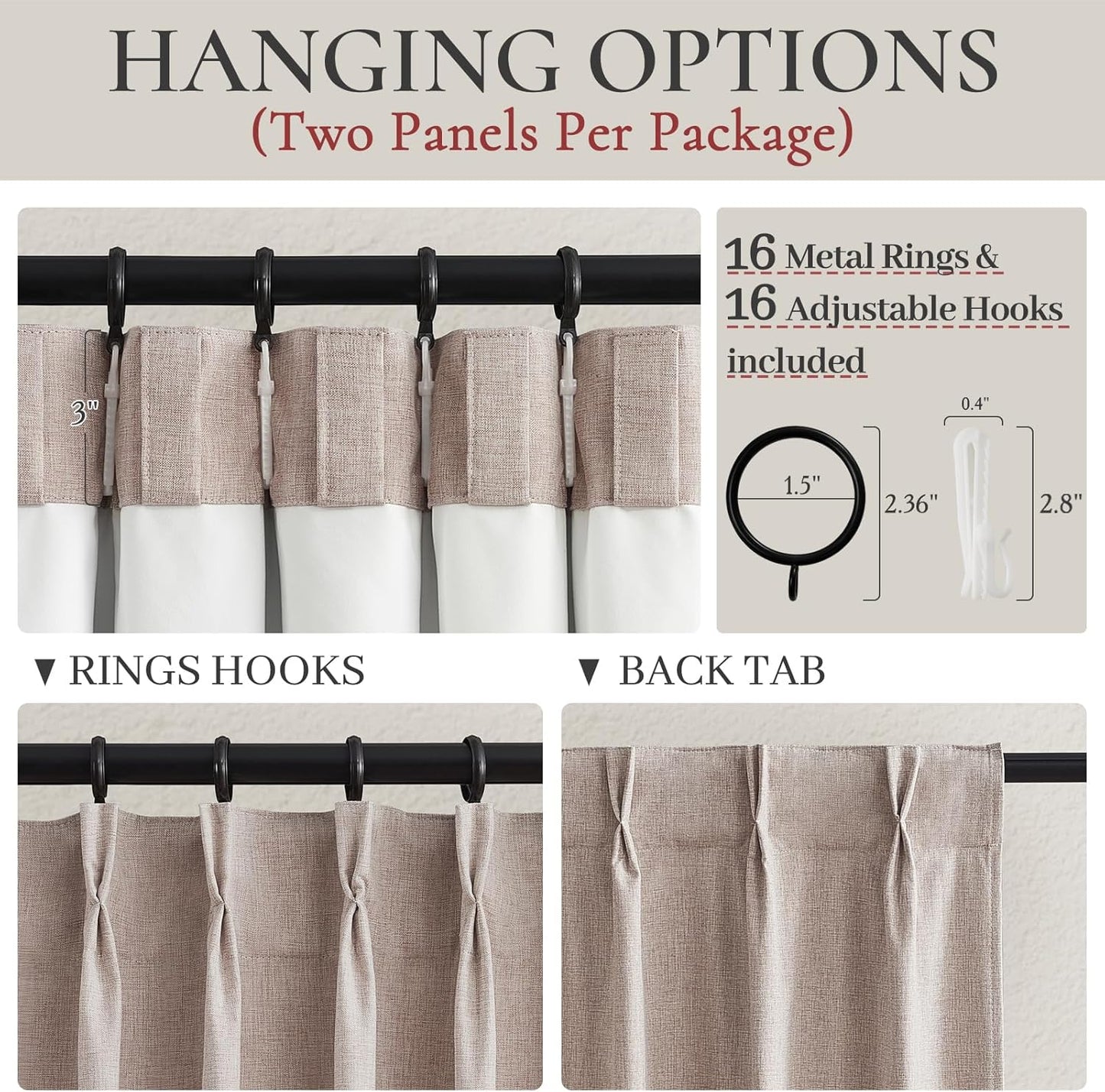 Pinch Pleated Heavy Burlap 78 Inch Length Curtains for Kids Room 2 Panels Set,Rustic Natural Linen Blend Blackout Curtain for Nursery Back Tab 78 Inches Soundproof Window Drapes 40" Wx78 L