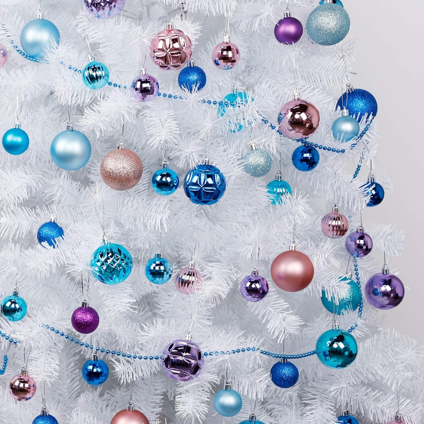 Lulu Home Christmas Ball Ornaments, 34 Ct 1.57" Pre-Strung Hanging Ornament Decorations, Xmas Shatterproof Plastic Balls for Holiday Party Wreath Garlands Trees, Pink