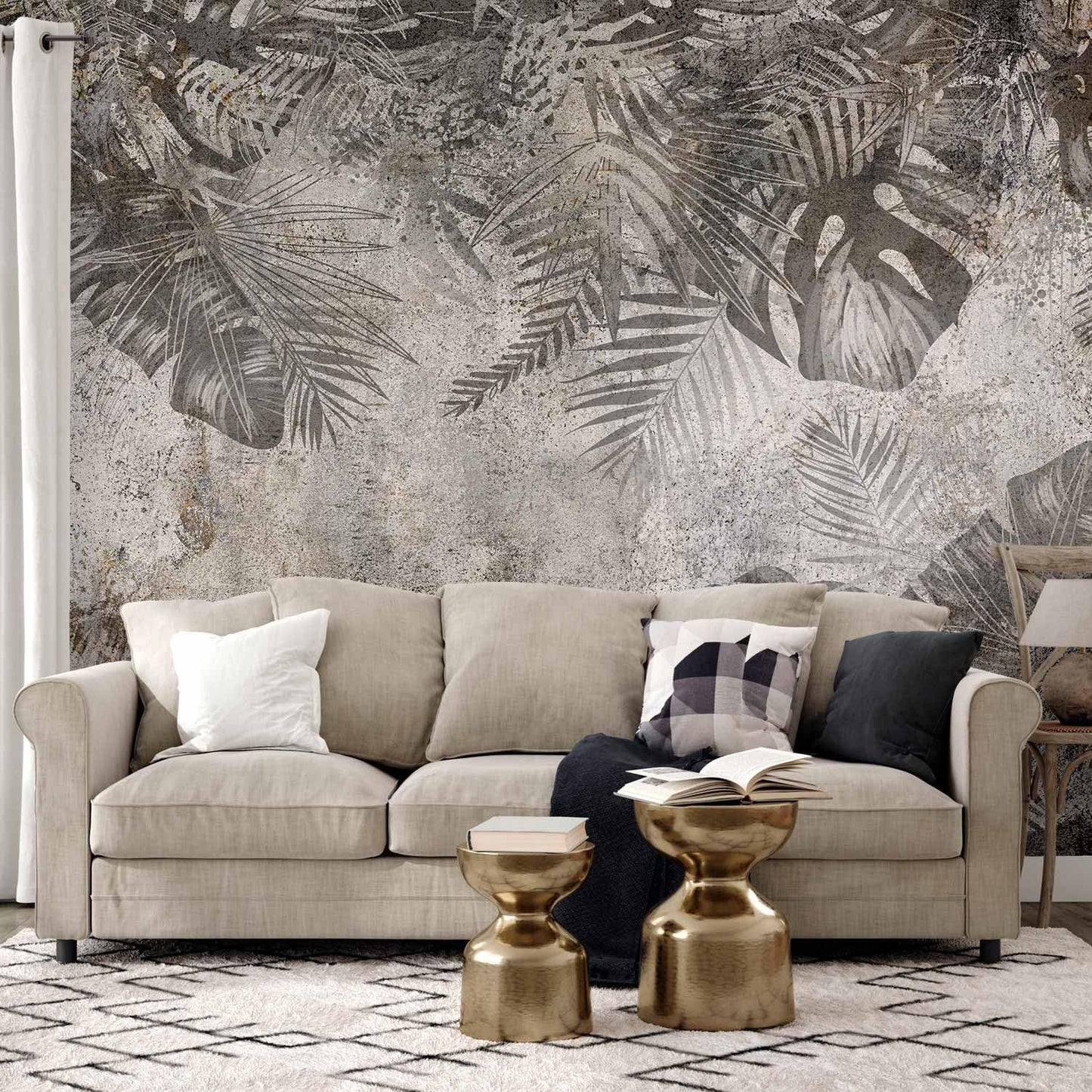 artgeist Wall Mural Tropical Leaves 96x69 in - XXL Peel and Stick Self-Adhesive Wallpaper Removable Large Sticker Foil Wall Decor Print Picture Image Design Palms Leaves Monstera b-C-0825-a-a