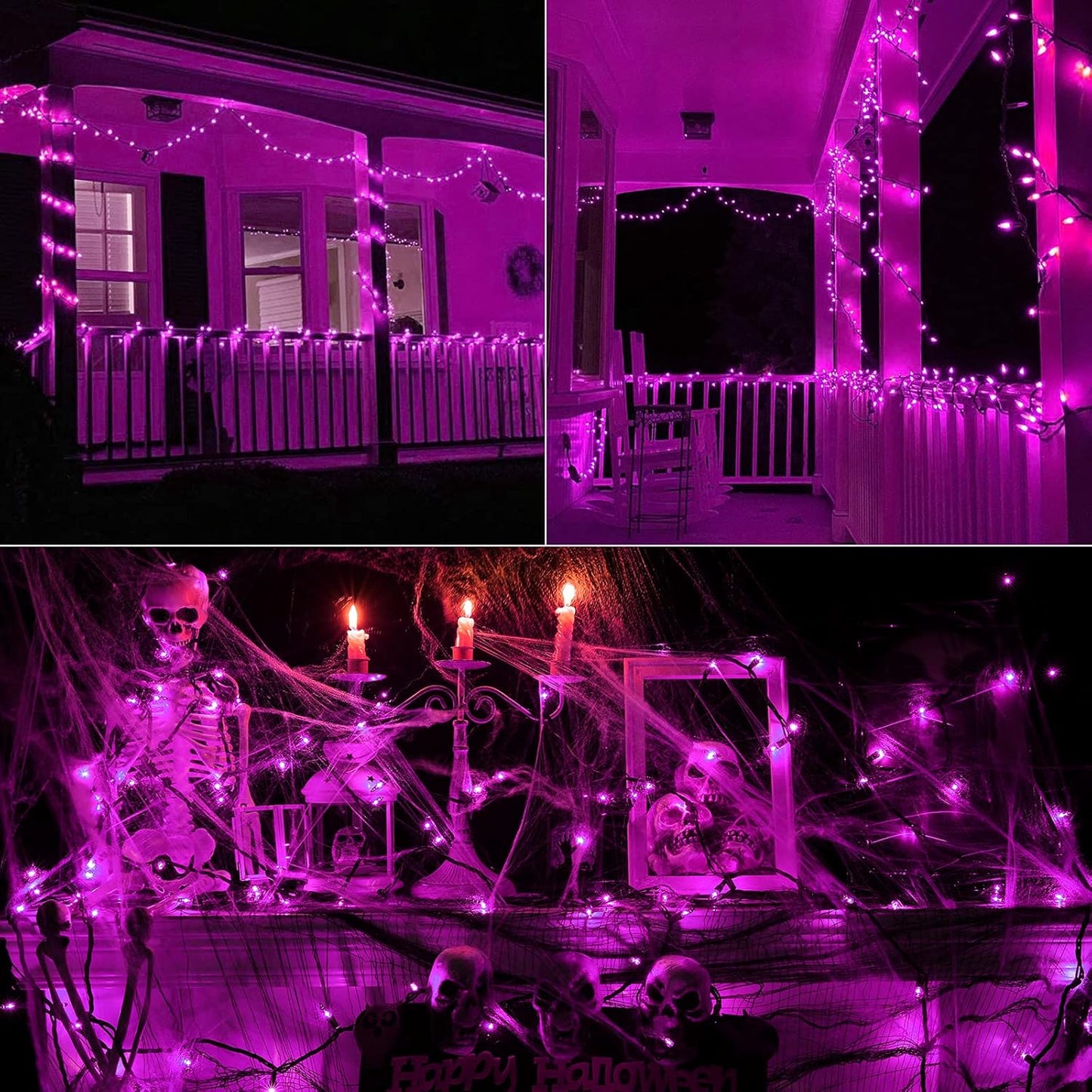 Toodour Purple Halloween Lights, 75ft 300 Count Incandescent Halloween String Lights, UL Certified Connectable Mini Bulbs String Lights for Home, Garden, Porch, Yard, Patio, Party, Indoor Decoration