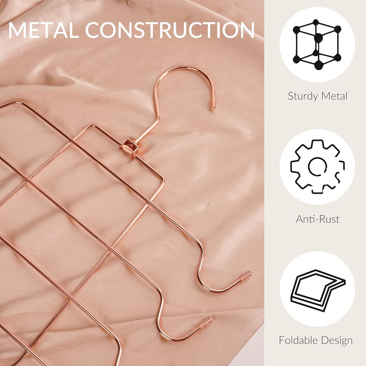 ZEDODIER Tank Top Hanger, 4 Pack Space Saving Bra Hangers, Non-Slip Hanging Sport Bras Holder, Closet Organizers and Storage for Camisoles Tank Tops Bras Ties Swimsuits Strappy Dress, Rose Gold