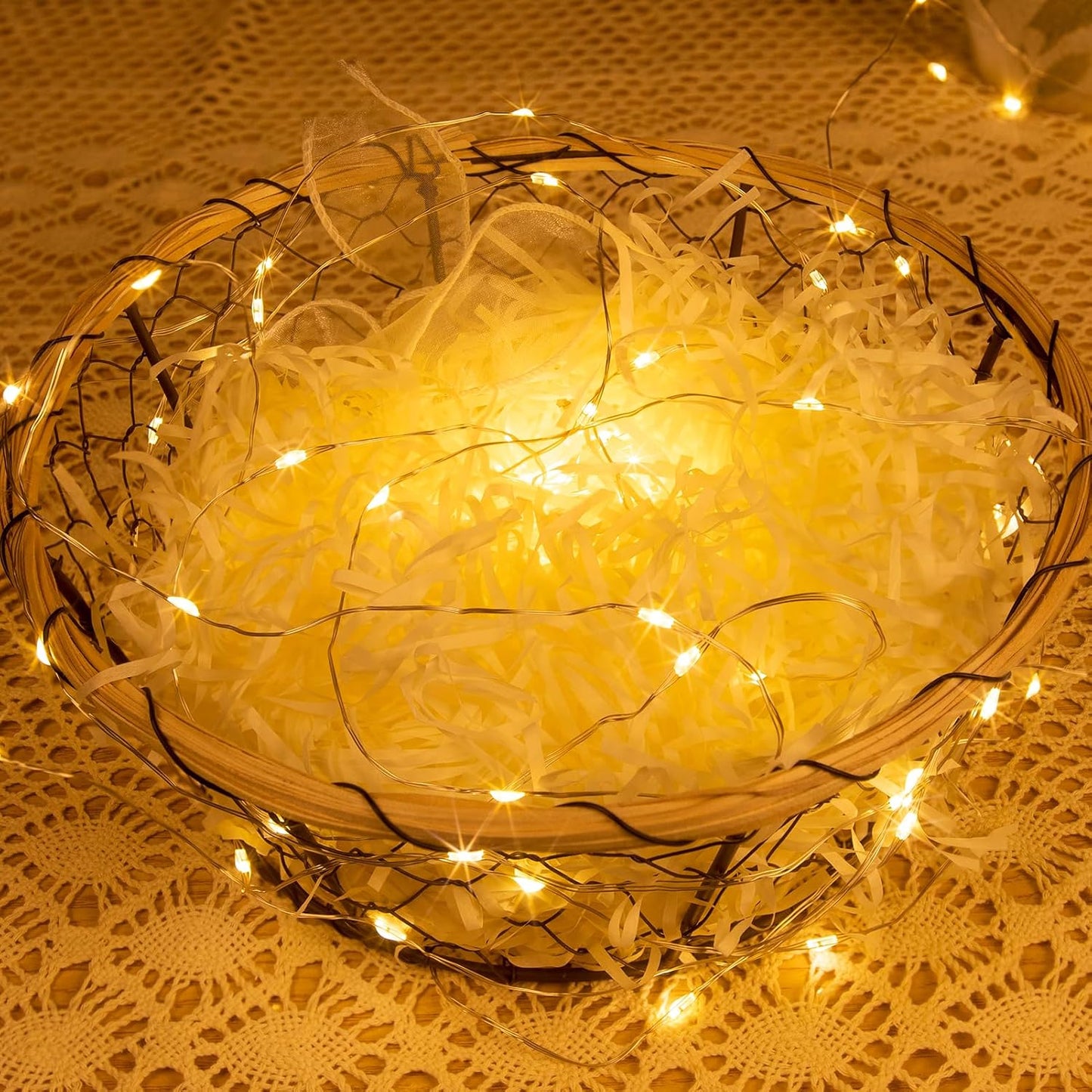 Solar String Lights for Outside,2 Pack 66FT 200 LEDs Solar Fairy Lights,Waterproof 8 Modes Button Outdoor String Light for Patio Garden Backyard Tree Wedding Christmas,Silver Wire,Warm White