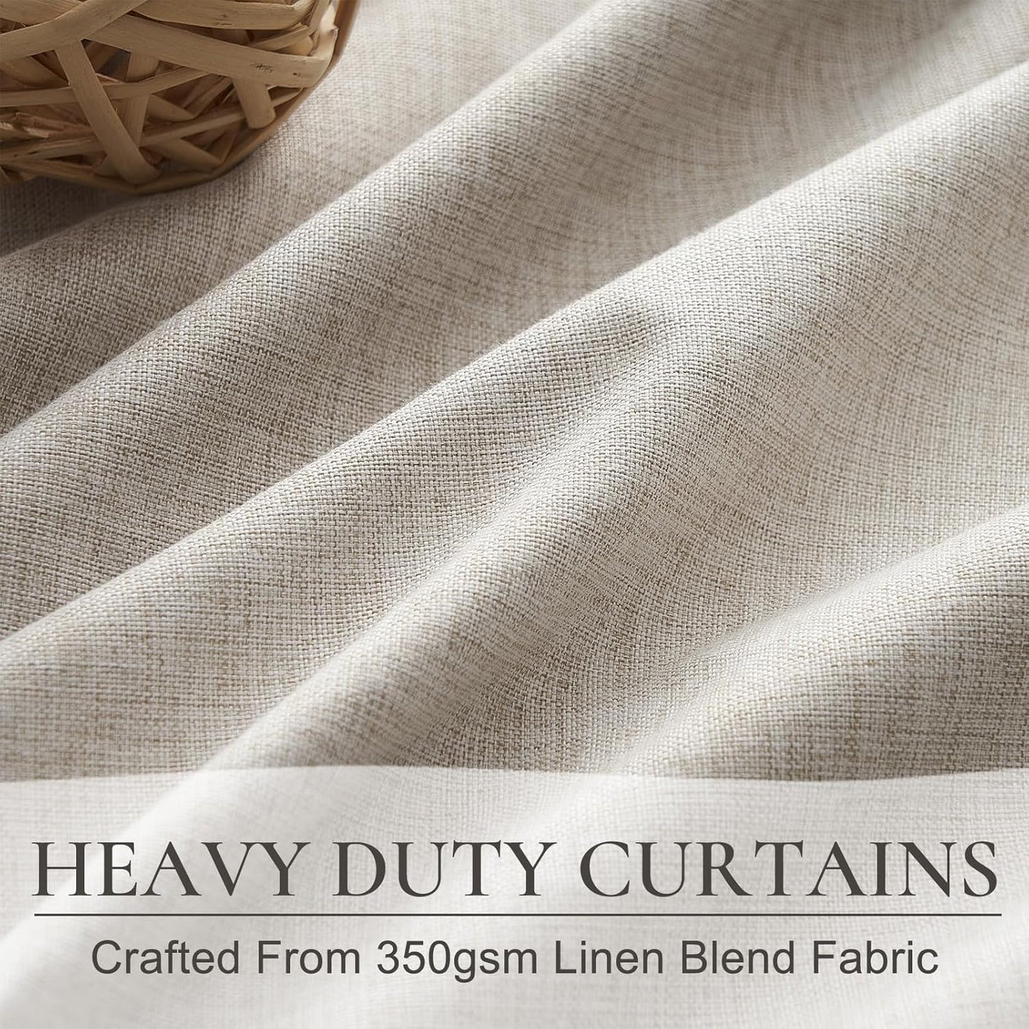 Linen Curtains 120 Inches Long for Bedroom, Ceiling Mount Track Curtains with Back Tab Pinch Pleated Blackout Drapes for Sliding Glass Patio Doors Inside 10 ft Large Window Farmhouse 2 Panels