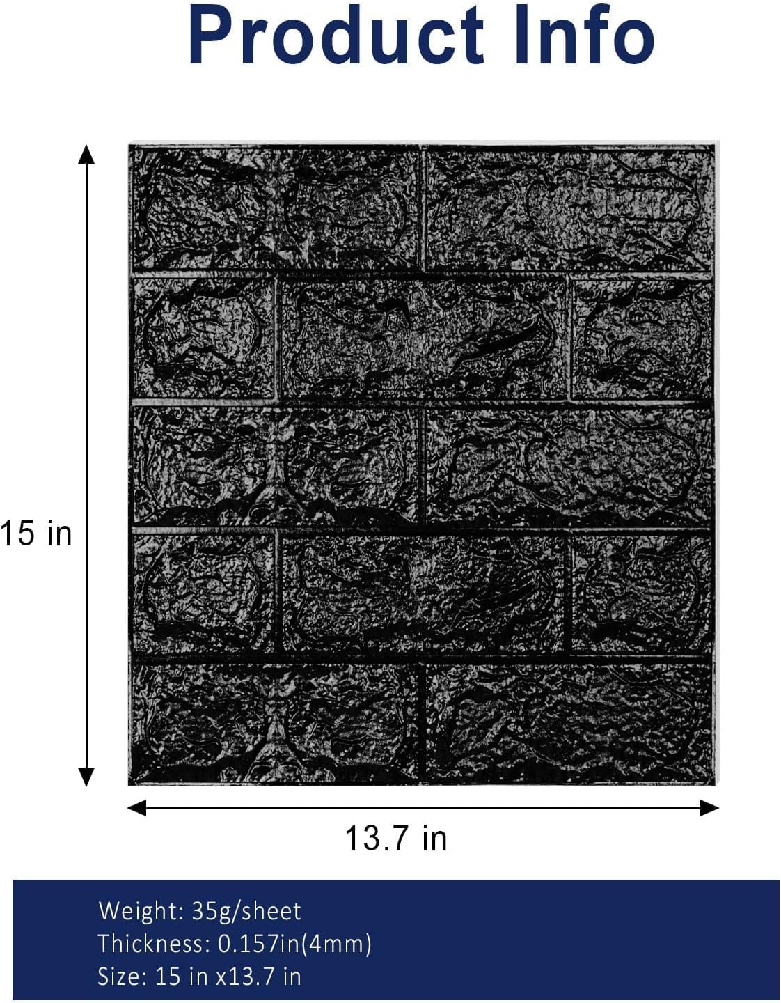 3D Wall Panels Peel and Stick，XPE Foam Stone 3D Wallpaper, Textured Faux Brick Wall Panels Black，30PCS