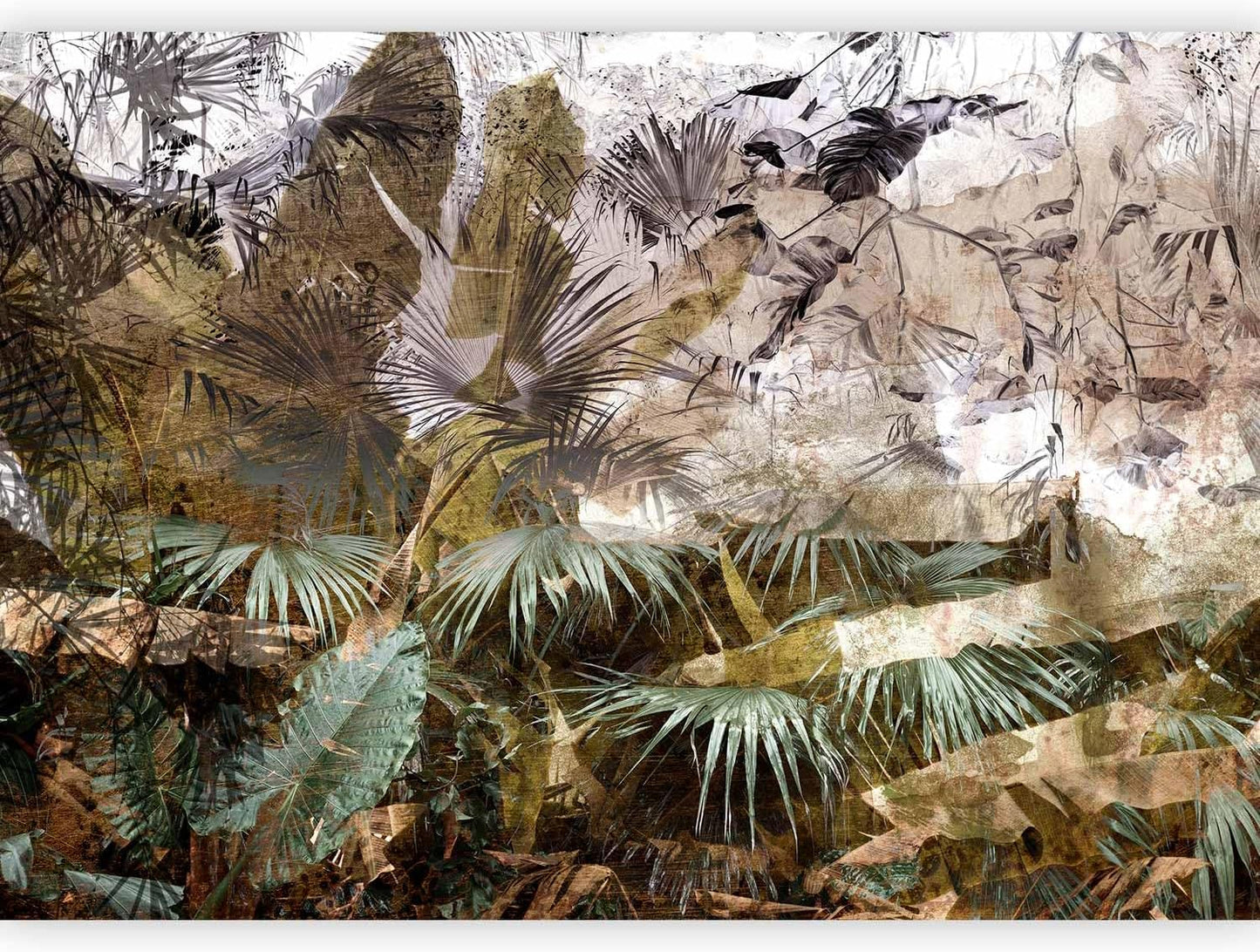 artgeist Premium Wall Mural Tropical Leaves 197x138 in - Non-Woven Wallpaper Fleece Wall Decor Photo Print Picture Image Design Jungle Nature Palm Leaves Like Painted b-C-0789-a-a