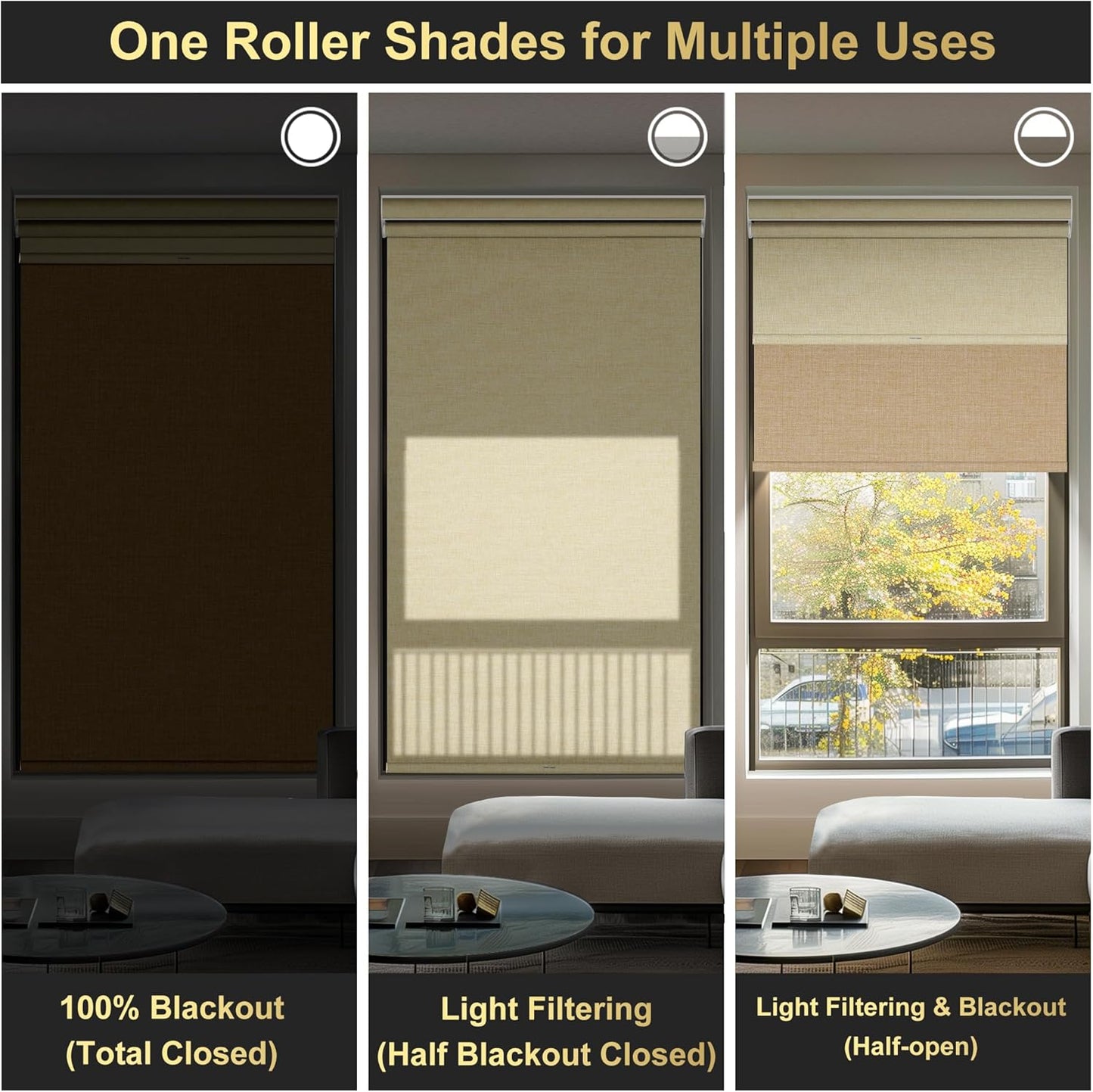 BERISSA Cordless Dual Roller Shades with Cassette Valance,Double Window Shades Blackout and Light Filtering Shades,Day and Night Roller Shades for Home Office Door.Linen Beige.78 W x 72" H