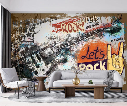 -Vintage Graffiti Hand-Painted Wall Bedroom Mural XT17 S 100" x 65"