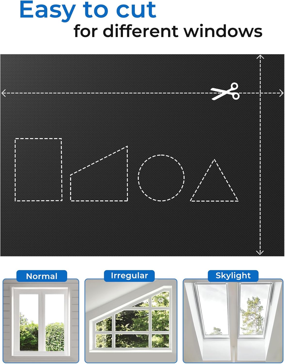 Sumobaby Blackout Curtains for Bedroom Portable 108”x59”Black Out Window Cover with Heat-Resistant Hook&Loop Tape,100%Blackout Shades,NoDrill Blinds for Windows DIY Cut Fit for Nursery&Dorm Room,Black
