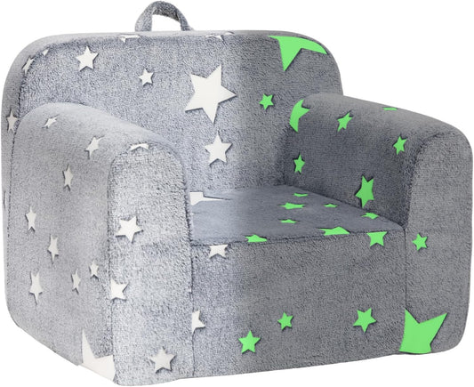 ALIMORDEN Kids Ultra-Soft Snuggle Foam Filled Chair, Single Cuddly Sherpa Reading Couch for Boys and Girls,Star