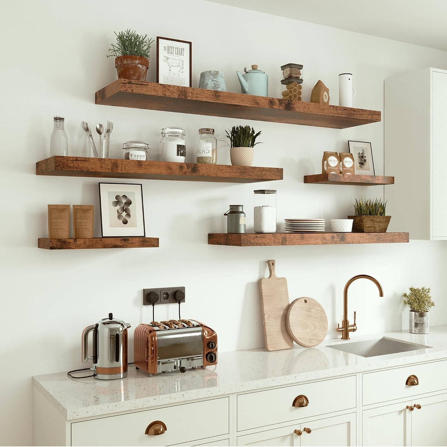 10 inches Deep Floating Shelves 36 inch Long, Sing Shelves for Wall Heavy Duty for Bedroom, Bathroom, Living Room, Kitchen, Office, Farmhouse Shelf Home Decor, Set of 1, Rustic Brown