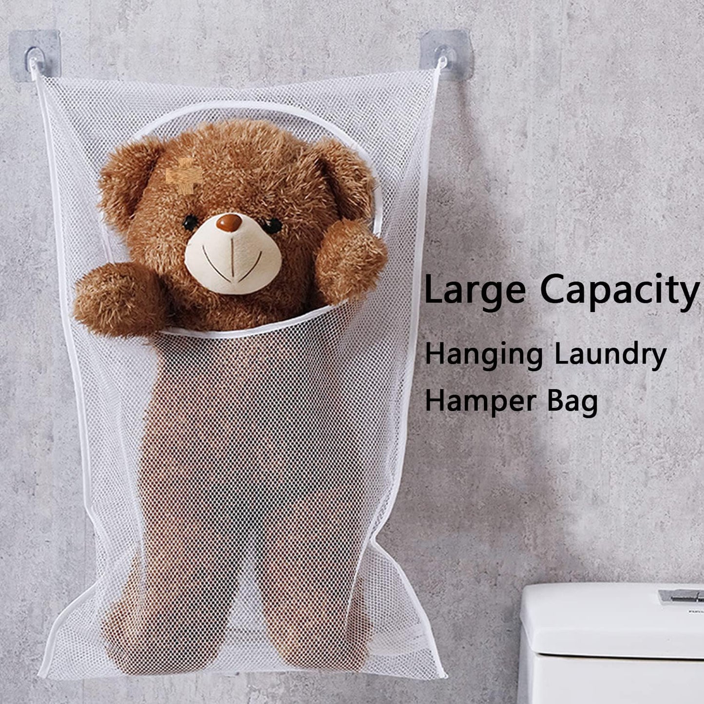 Resdenio Hanging Laundry Hamper Bag, Portable Laundry Bag, 30 x 20 Inch Large Foldable Wall Hanging Laundry Basket with 2 Adhesive Hooks for Dirty Clothes Organization and Storage