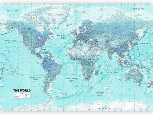 artgeist Premium Wall Mural World Map 177x124 in - XXL Non-Woven Wallpaper Fleece Wall Decor Photo Print Picture Image Design Home Map of The World k-A-0091-a-b