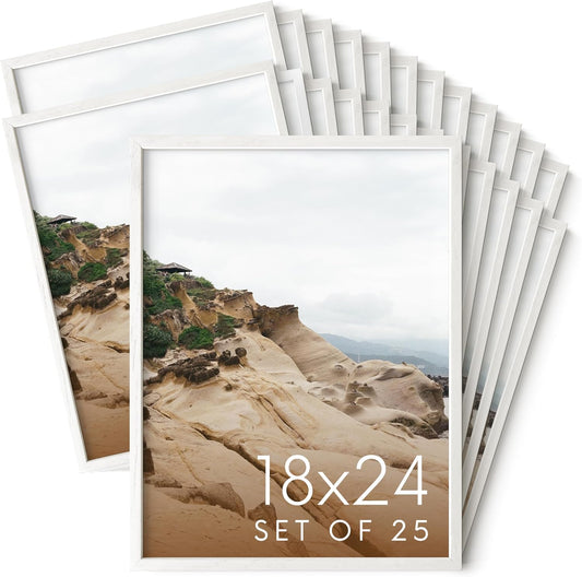 Haus and Hues 18x24 White Oak Wood Picture Frames Set of 25 - Premium Bulk Picture Frames 18x24 Bundle - Elegant Gallery Wall Frame Set for Posters, Art Display - Ideal for Wall Decor in Home & Office