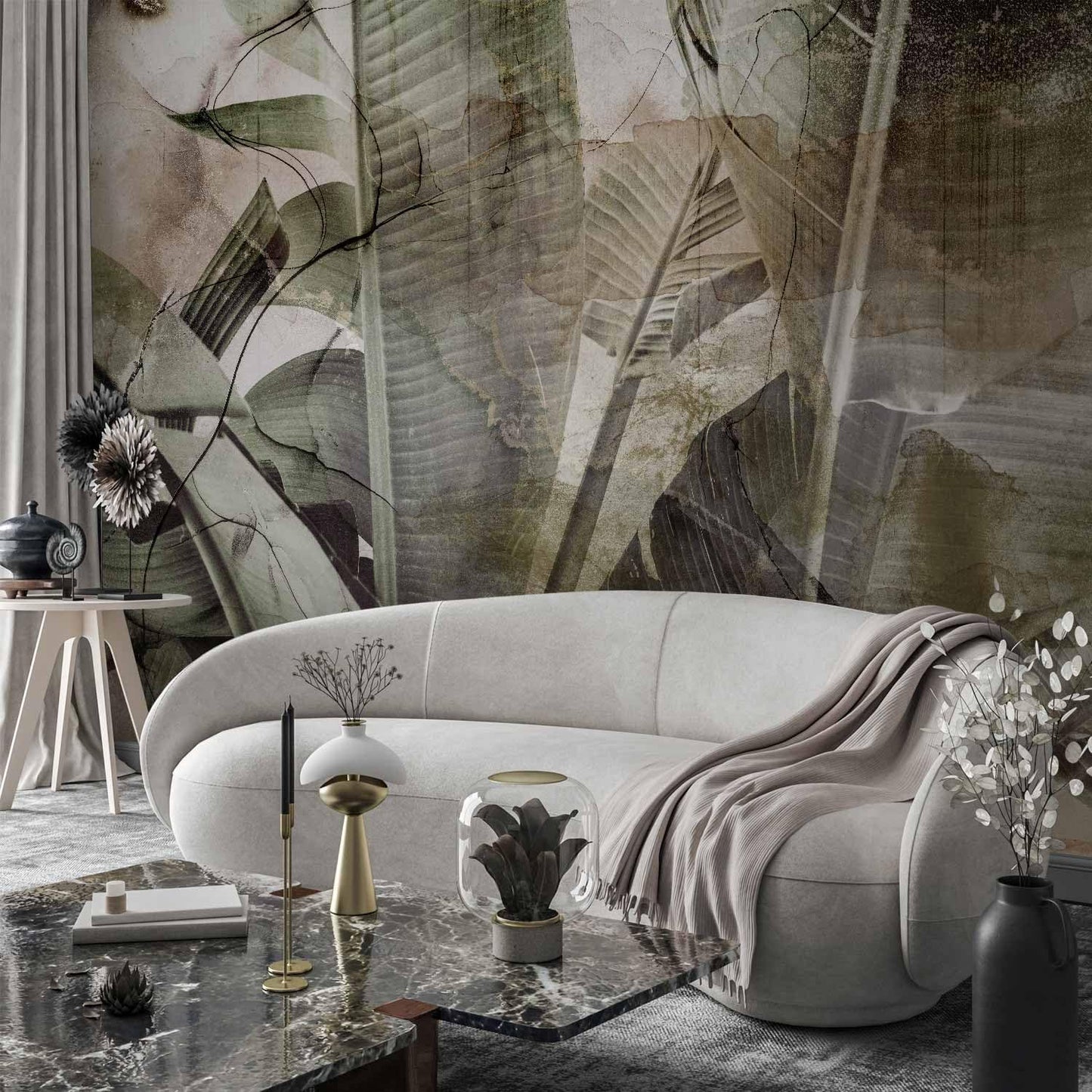 artgeist Wall Mural Tropical Leaves 135x101 in - XXL Peel and Stick Self-Adhesive Wallpaper Removable Large Sticker Foil Wall Decor Print Picture Image Design Jungle Nature Like Painted b-C-0776-a-a