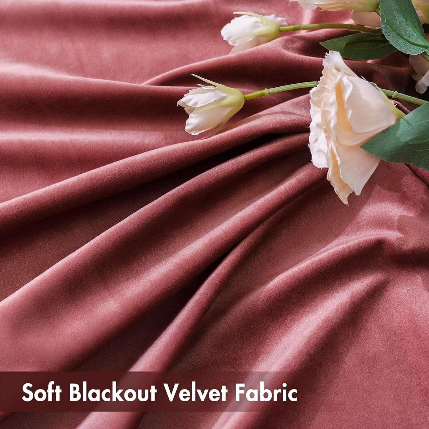 MIULEE Dusty Rose Pink Velvet Curtains 96 Inches Long, Thermal Insulated Blackout Drapes for Bedroom Living Room Patio Door, Light Blocking Window Panels, Rod Pocket, Set of 2 W66 x L84