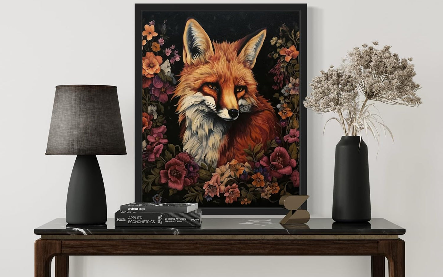 Fox and Flower Poster Art Print, Halloween Scary Vintage Wall Art Academia Spooky Painting Decoration for Horror Prints, Gothic Posters Bedroom Decor 89 (Fox and Flower, 16 x 20 inches, Unframed)