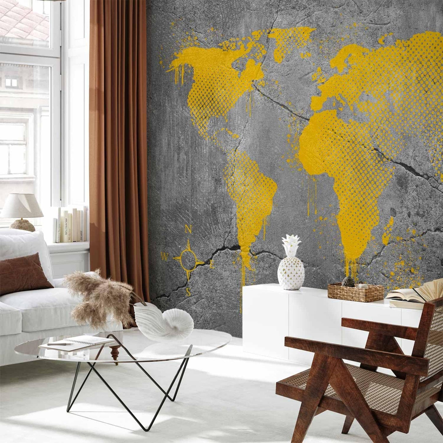 artgeist Wall Mural World Map 173x124 in - Peel and Stick Self-Adhesive Wallpaper Removable Large Sticker Foil Wall Decor Print Picture Image Design Map of The World k-A-0494-a-a